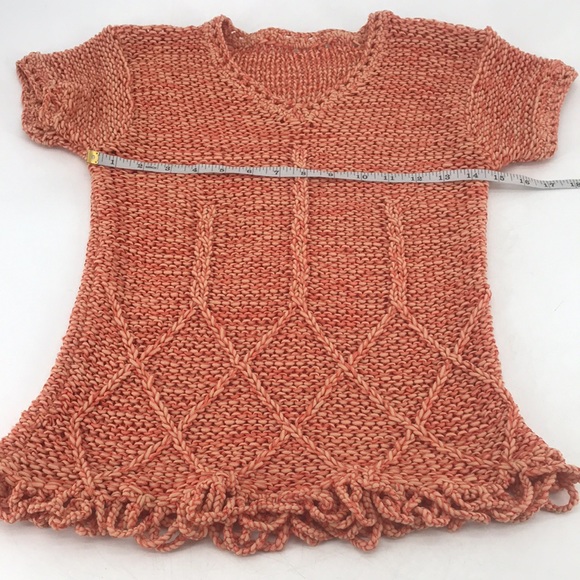 Vintage Y2K Crochet Woven Cut Out Hand Knit Lightweight Short Sleeve Sweater - Picture 11 of 13